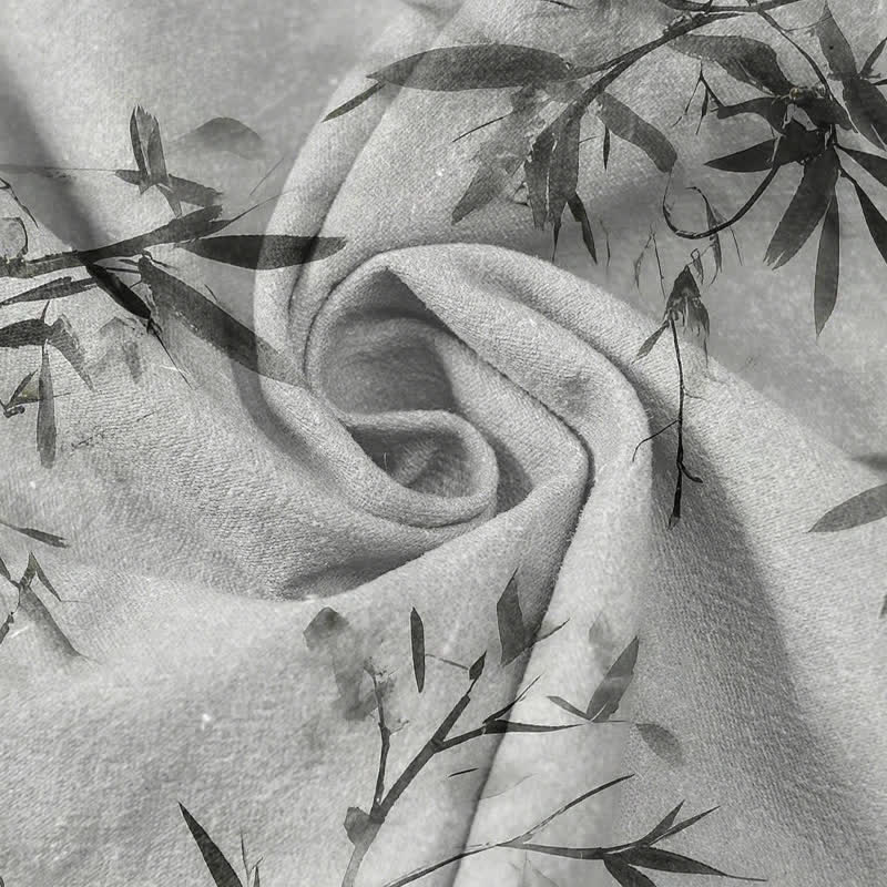 Buddha Stones Cotton Bamboo Ink Pattern Men's Short Sleeve Half Button Shirt - image 2