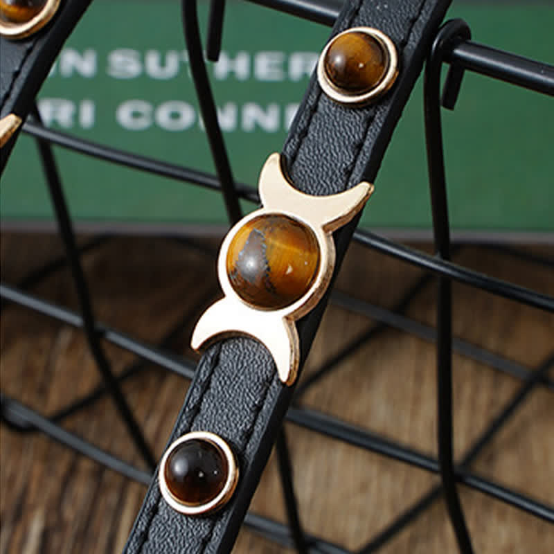 Buddha Stones Tiger Eye Leather Courage Adjustable Cats Dogs Pet Collar - image 9