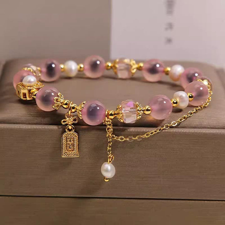 Buddha Stones Pink Natural Candy Agate Pearl Healing Bracelet - Candy Agate(Wrist Circumference 15-16cm) - image 0