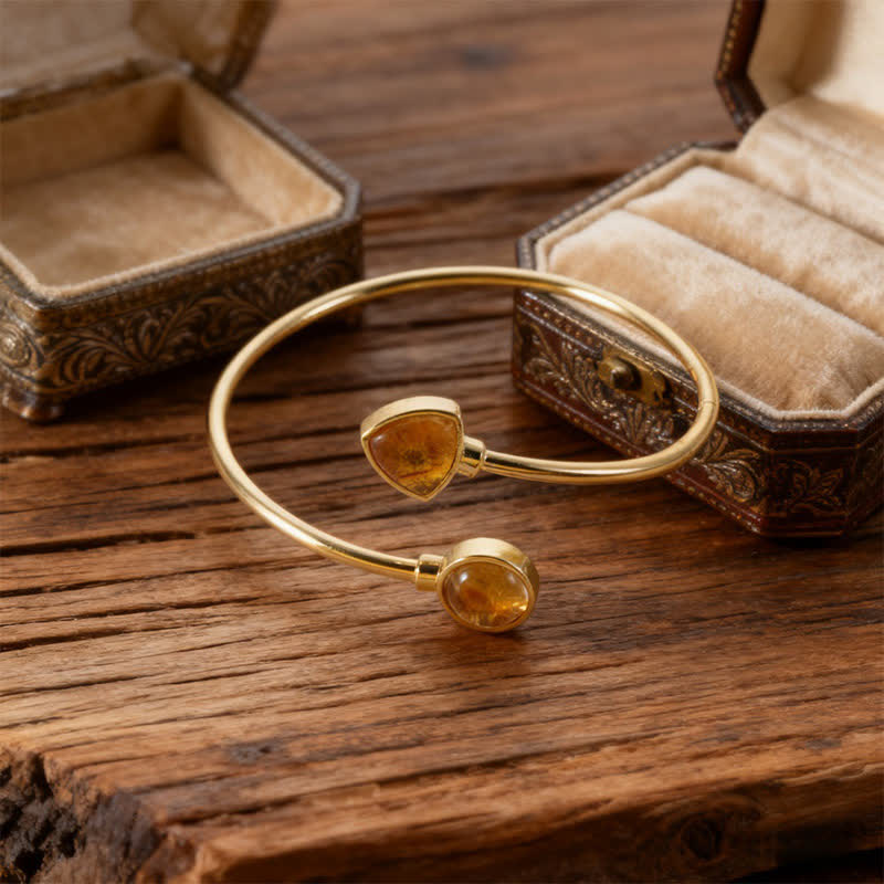 Buddha Stones Amazonite Various Crystals Positive Open Adjustable Cuff Bracelet - Natural Citrine(Color May Vary) - image 10