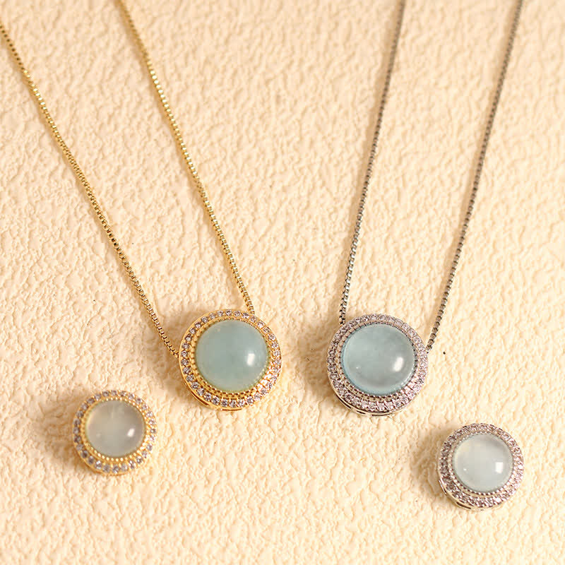 Buddha Stones Natural Rose Quartz Multiple Crystal Bead Inlay Healing Necklace - Natural Aquamarine(Color May Vary) - 10mm Bead Silvery Chain - image 22