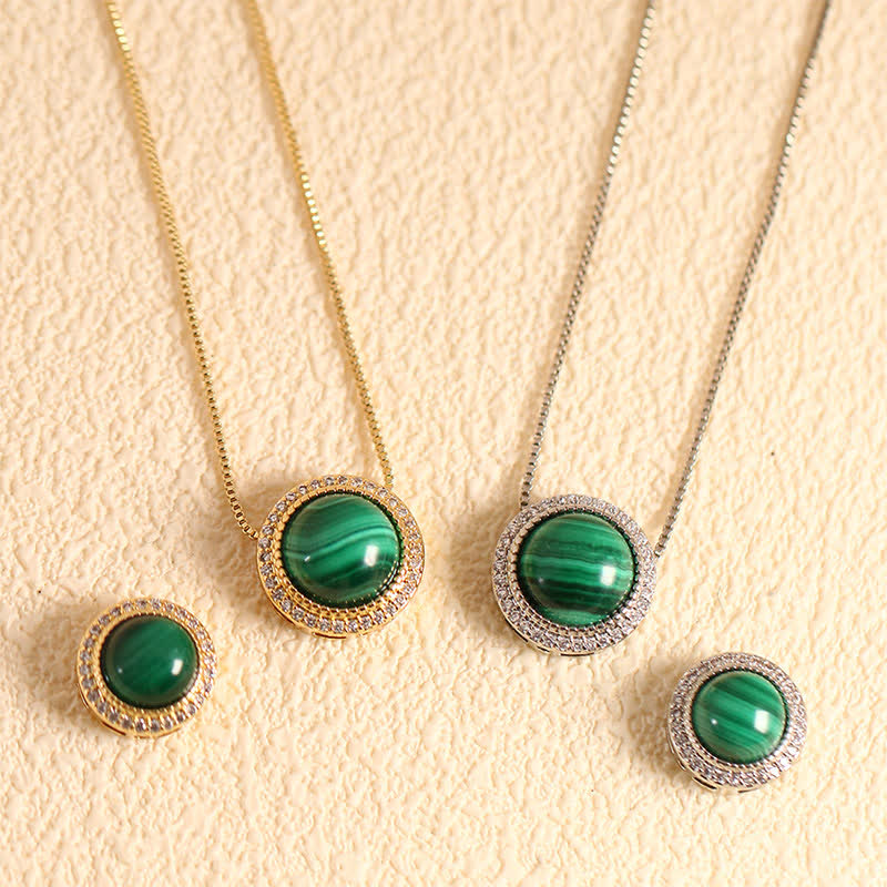 Buddha Stones Natural Rose Quartz Multiple Crystal Bead Inlay Healing Necklace - Natural Malachite(Color May Vary) - 10mm Bead Silvery Chain - image 17