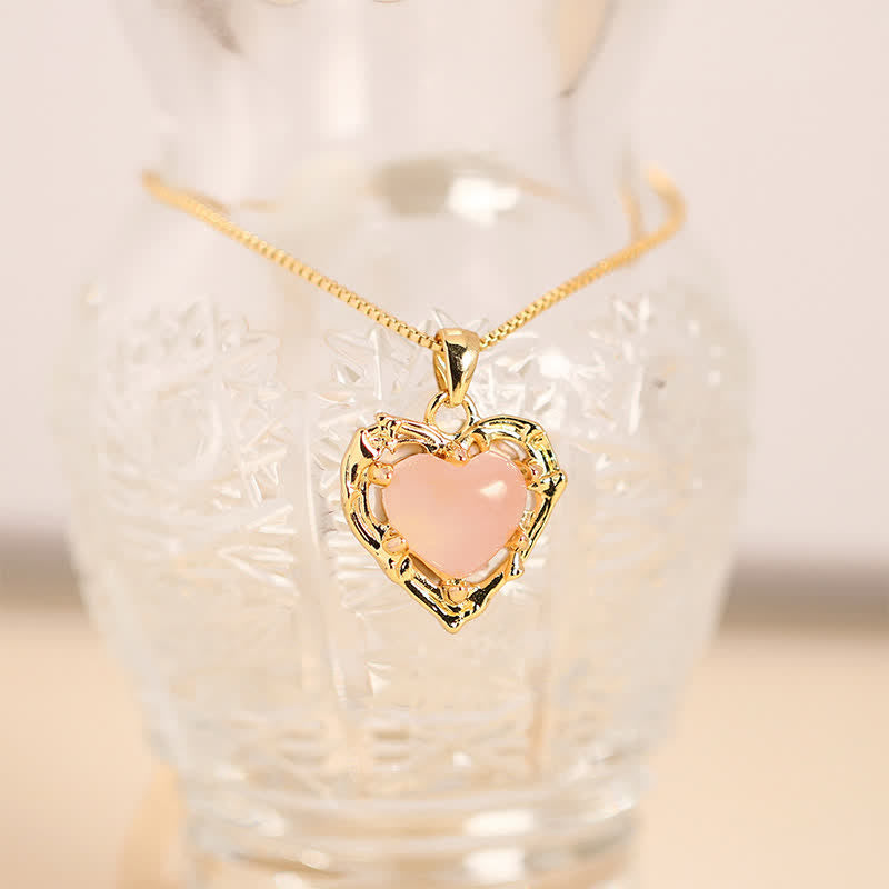 Buddha Stones Natural Amethyst Crystal Inlay Heart Shape Balance Necklace - Natural Rose Quartz(Color May Vary) - image 14