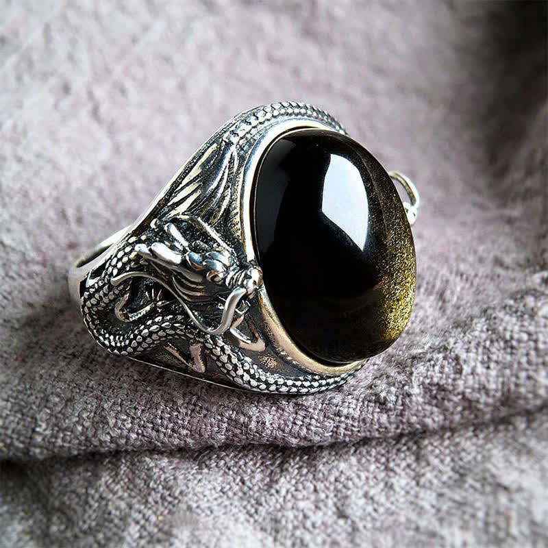 Buddha Stones Copper Black Onyx Adjustable Protection Ring - Copper(Wealth ♥ Luck) - image 0