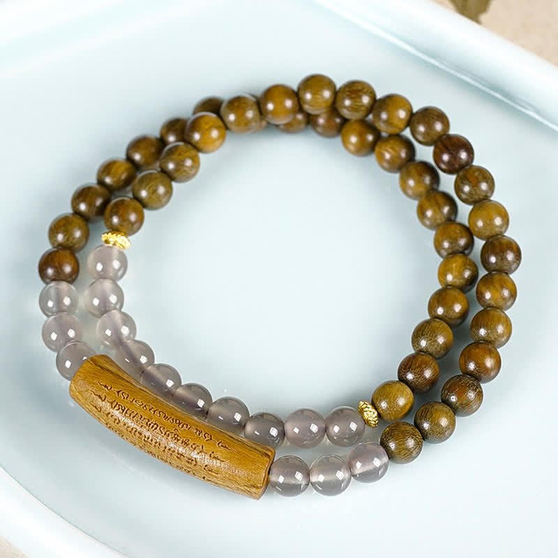 Buddha Stones Red Agate Green Aventurine Five Buddhist Precepts Double Wrap Balance Bracelet - image 15