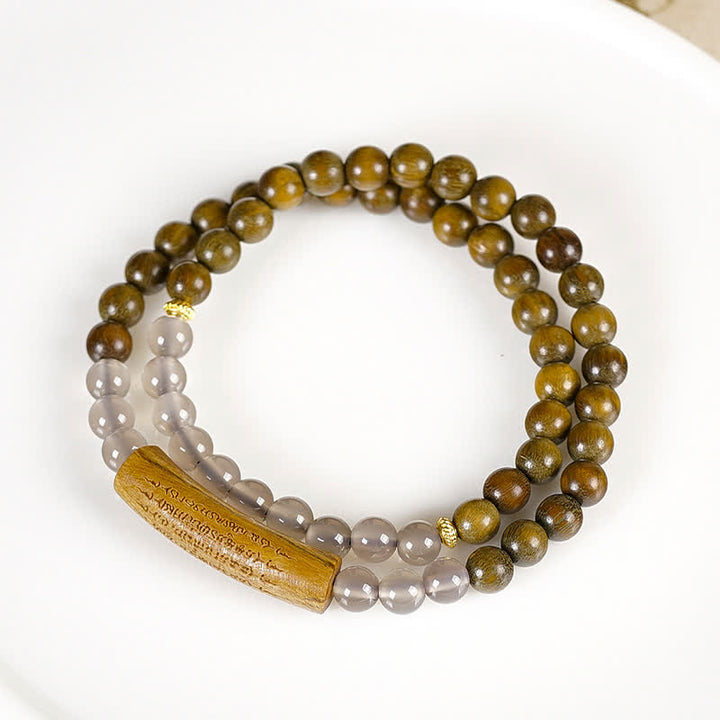 Buddha Stones Red Agate Green Aventurine Five Buddhist Precepts Double Wrap Balance Bracelet - image 12