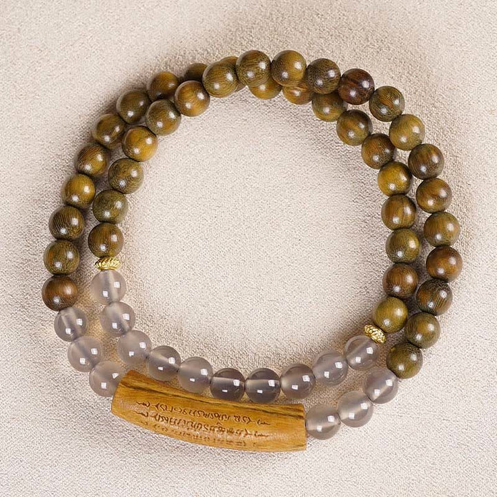 Buddha Stones Red Agate Green Aventurine Five Buddhist Precepts Double Wrap Balance Bracelet - image 10