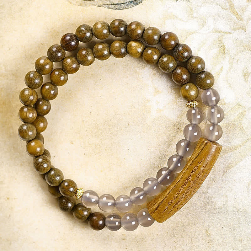 Buddha Stones Red Agate Green Aventurine Five Buddhist Precepts Double Wrap Balance Bracelet - image 11