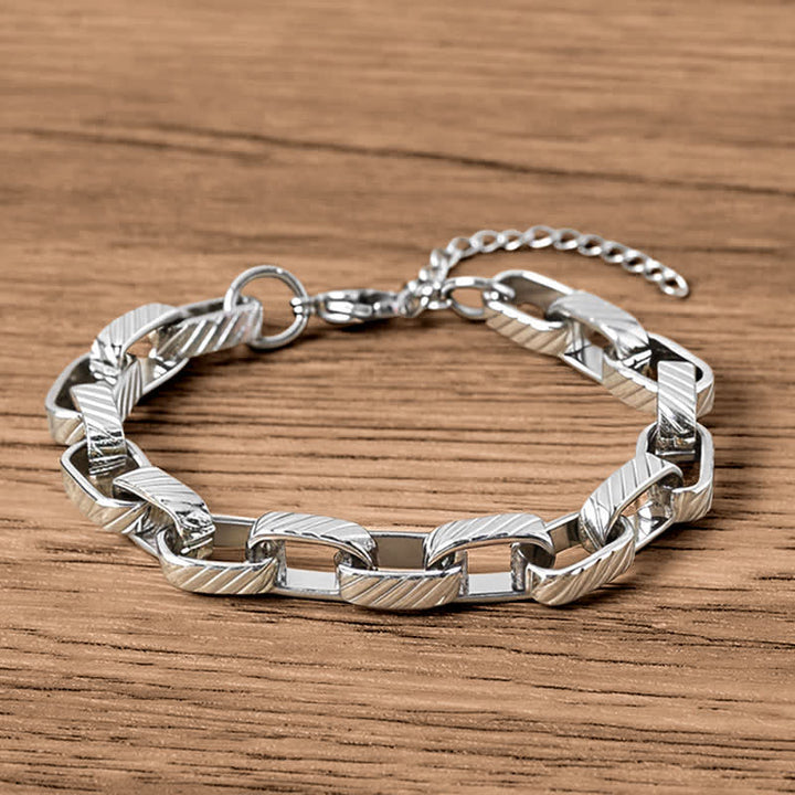 Buddha Stones Chain Chunky Braided Strengthen Cuban Bracelet - Titanium Steel(Wrist Circumference: 17-22cm) - image 0