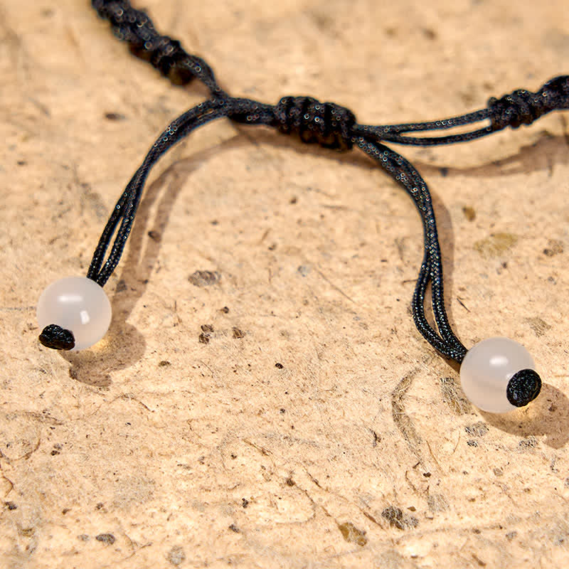 Buddha Stones 999 Sterling Silver Koi Fish White Agate Braided Rope Protection Bracelet - image 5