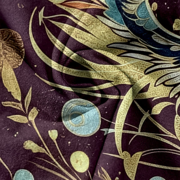 Buddha Stones Pure Cotton Peacock Feather Dot Pattern Women's Elastic Waist Pants With Pockets - image 3