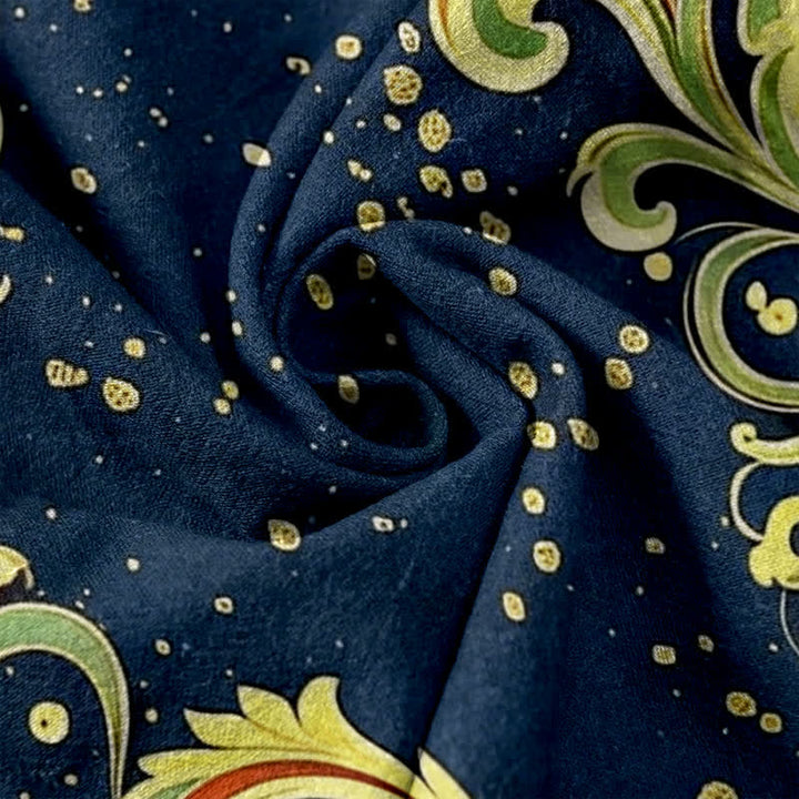 Buddha Stones Pure Cotton Vivid Paisley Floral Pattern Women's Elastic Waist Pants With Pockets - image 3