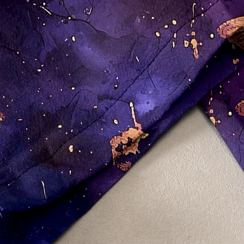 Buddha Stones Pure Cotton Golden Butterfly Nebula Pattern Women's Elastic Waist Harem Pants - image 2