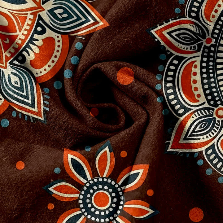 Buddha Stones Pure Cotton Mandala Floral Pattern Women's Elastic Waist Pants With Pockets - image 2