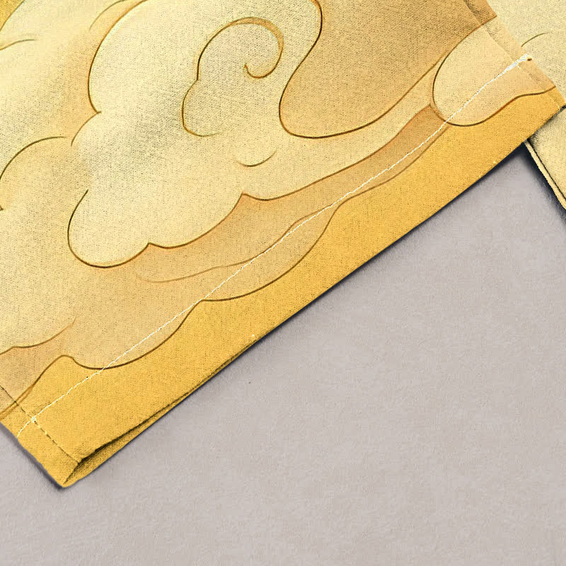 Buddha Stones Pure Cotton Flying Crane Cloud Gradient Pattern Women's Elastic Waist Pants With Pockets - image 1