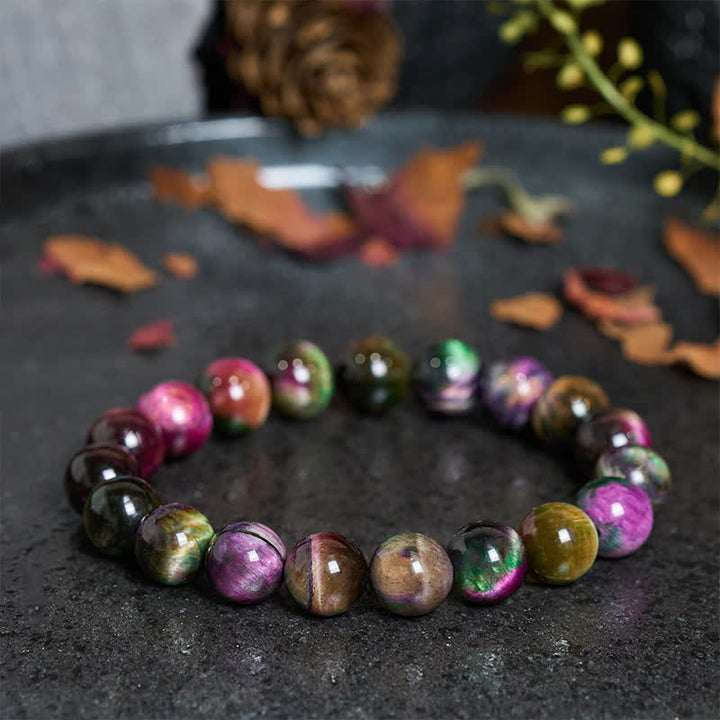 Buddha Stones Red Tiger Eye Colorful Bead Protection Bracelet - 10mm Red Tiger Eye(Wrist Circumference: 16-17cm) - image 0