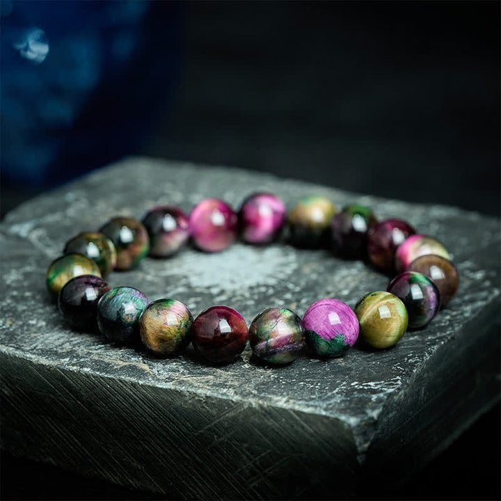 Buddha Stones Red Tiger Eye Colorful Bead Protection Bracelet - image 1