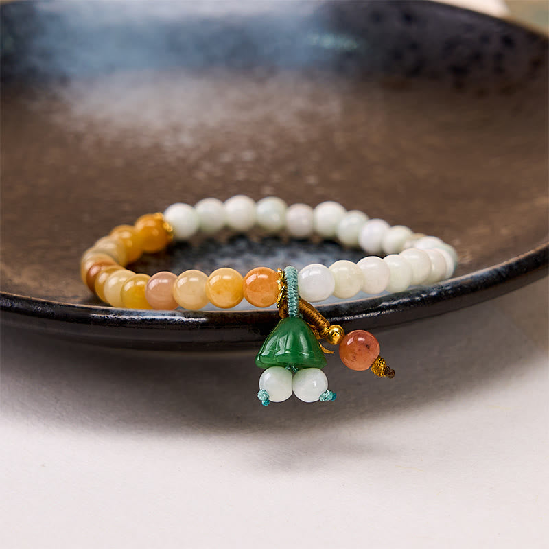 Buddha Stones Jade Quartzite Peace Buckle Lotus Pod Charm Luck Abundance Bracelet - image 4