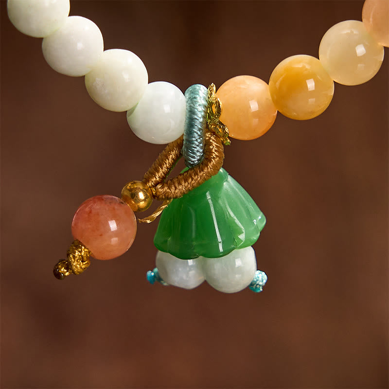 Buddha Stones Jade Quartzite Peace Buckle Lotus Pod Charm Luck Abundance Bracelet - image 6