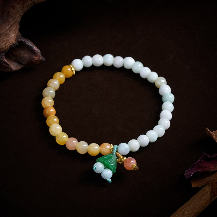 Buddha Stones Jade Quartzite Peace Buckle Lotus Pod Charm Luck Abundance Bracelet - image 3
