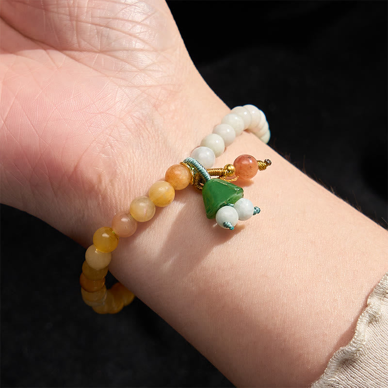 Buddha Stones Jade Quartzite Peace Buckle Lotus Pod Charm Luck Abundance Bracelet - image 5