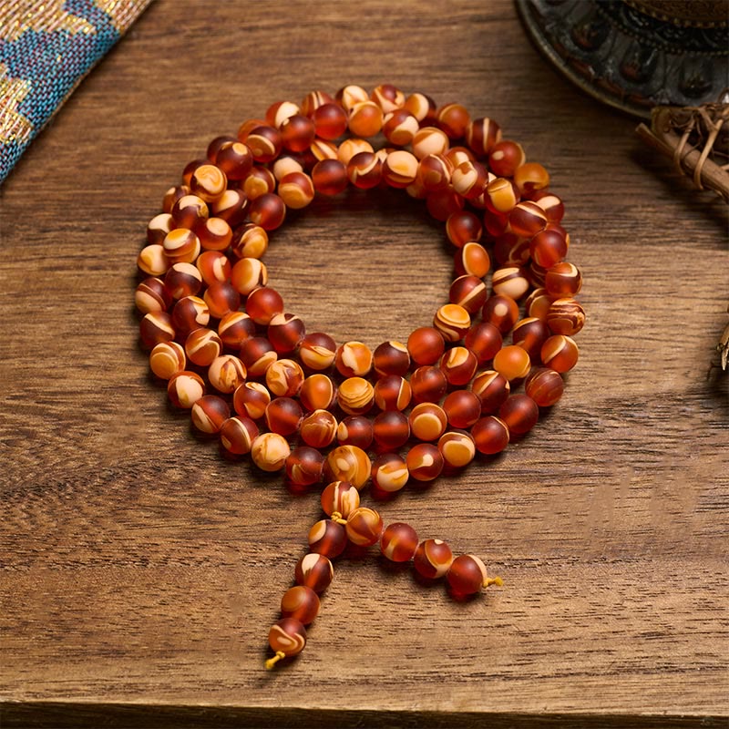 Buddha Stones 108 Tibetan Amber Round Beads Clear Anxiety Mala - 10mm - image 0