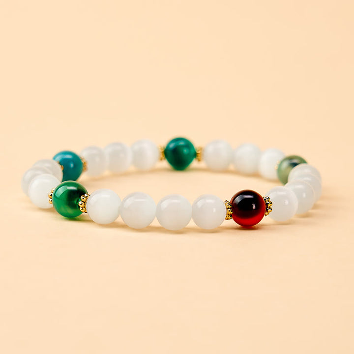 Buddha Stones White Cat's Eye Colorful Candy Agate Abundance Bracelet - image 9