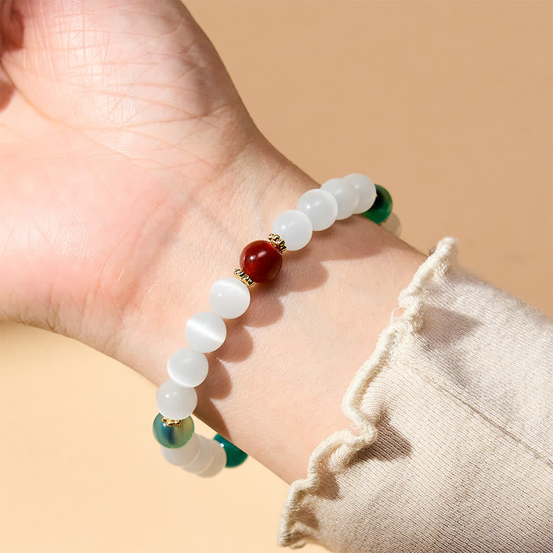 Buddha Stones White Cat's Eye Colorful Candy Agate Abundance Bracelet - image 13