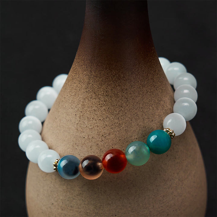Buddha Stones White Cat's Eye Colorful Candy Agate Abundance Bracelet - image 4