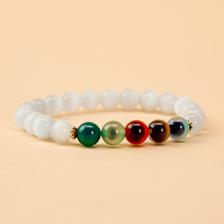 Buddha Stones White Cat's Eye Colorful Candy Agate Abundance Bracelet - image 1