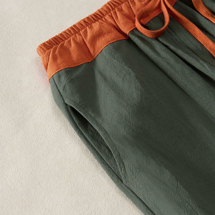 Buddha Stones Spring Casual Drawstring Solid Cotton Women's Harem Pants With Pockets - image 3