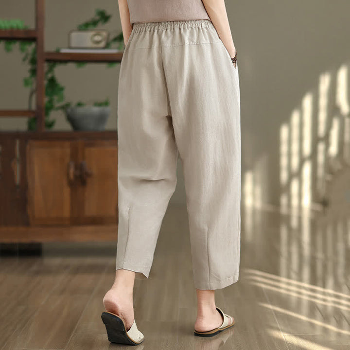 Buddha Stones Summer Casual Solid Women's Tapered Pants With Pockets - image 14