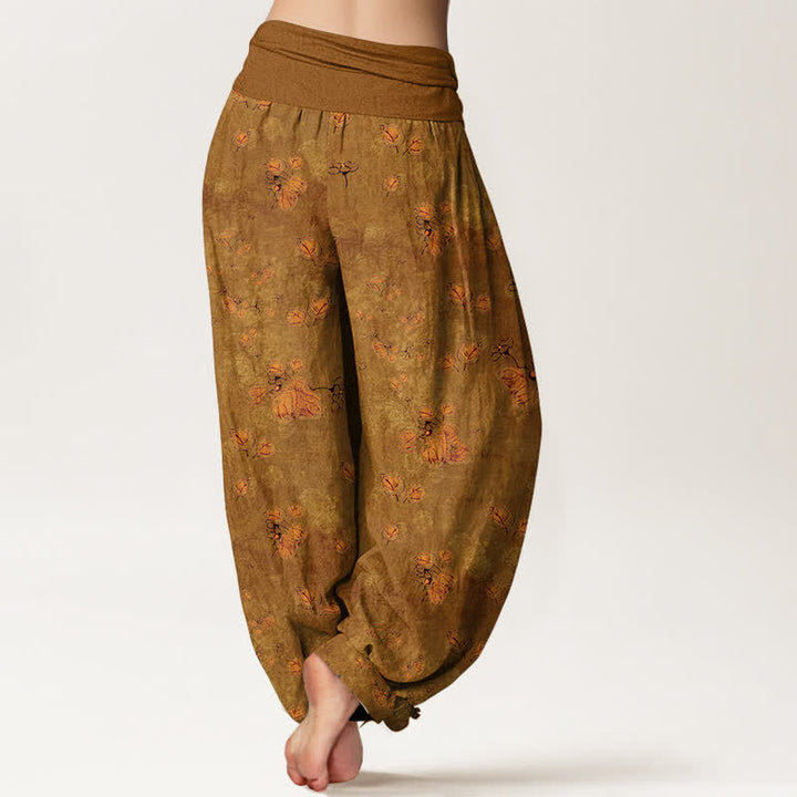 Buddha Stones Pure Cotton Scattered Marigold Floral Pattern Women's Elastic Waist Harem Pants - image 6