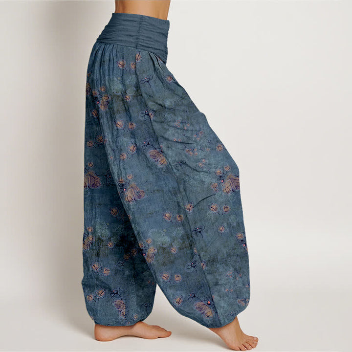 Buddha Stones Pure Cotton Scattered Marigold Floral Pattern Women's Elastic Waist Harem Pants - image 10