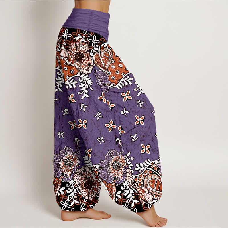 Buddha Stones Pure Cotton Bohemian Paisley Floral Pattern Women's Elastic Waist Harem Pants - image 7