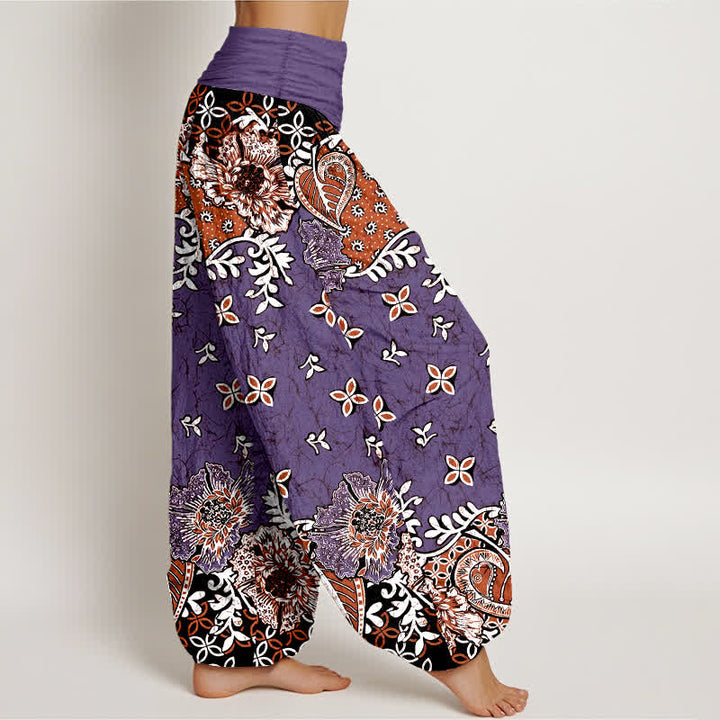Buddha Stones Pure Cotton Bohemian Paisley Floral Pattern Women's Elastic Waist Harem Pants - image 7