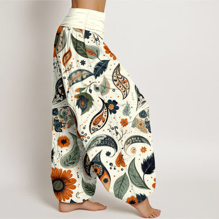 Buddha Stones Pure Cotton Bohemian Paisley Sunflower Pattern Women's Elastic Waist Harem Pants - image 2