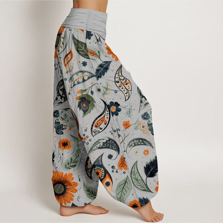 Buddha Stones Pure Cotton Bohemian Paisley Sunflower Pattern Women's Elastic Waist Harem Pants - image 7