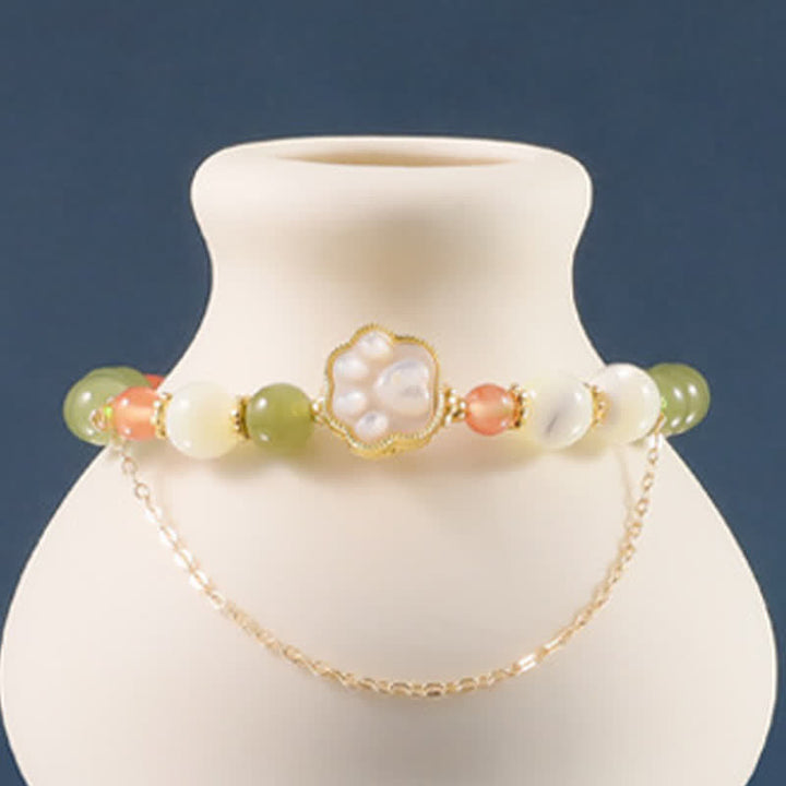 Buddha Stones Natural Hetian Jade Tridacna Stone Cat Paw Design Prosperity Bracelet - image 4