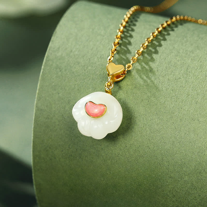 Buddha Stones Natural Hetian Jade Cat Paw 925 Sterling Silver Luck Necklace - image 1