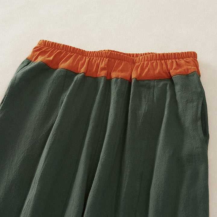 Buddha Stones Color Contrast Corduroy Cotton Women's Thermal Fleece-Lined Harem Pants With Pockets - image 38
