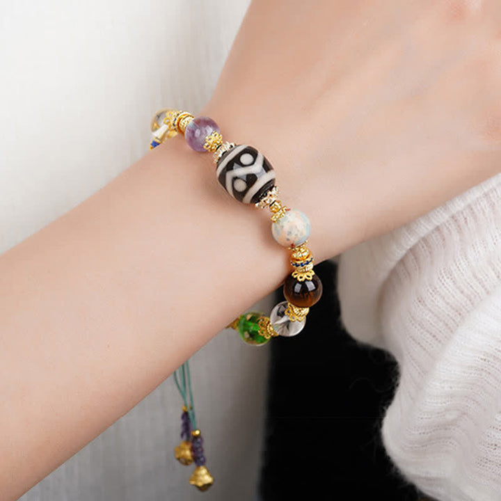 Buddha Stones Natural Dzi Beads Amethyst Tiger Eye Bead Health Bracelet - image 13