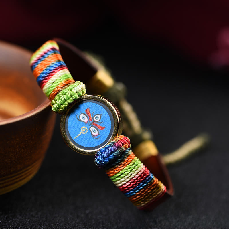 Buddha Stones Tibetan Five Directions Gods Of Wealth Buddha Eye Blessing Bracelet - image 14