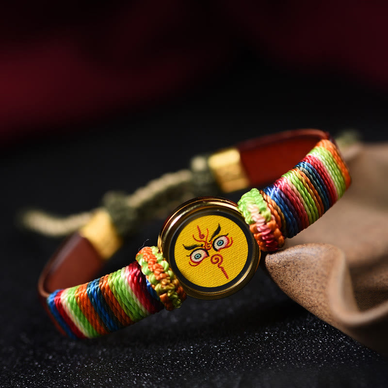Buddha Stones Tibetan Five Directions Gods Of Wealth Buddha Eye Blessing Bracelet - image 2