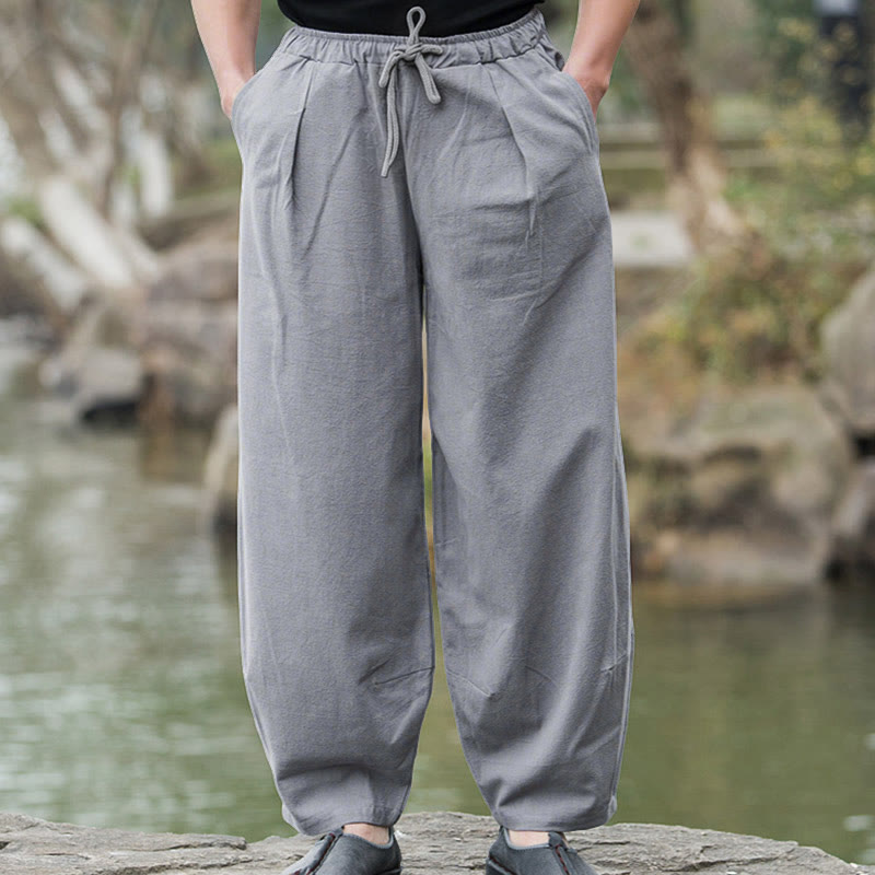 Buddha Stones Plain Casual Bloomer Men's Pants With Pockets - Gray - US/UK/AU44，EU54 (5XL) - image 10