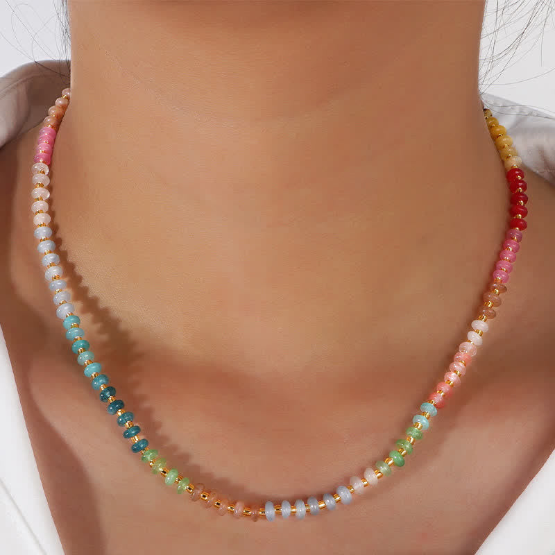 Buddha Stones Natural Aquamarine Clear Quartz Topaz Gradient Bead Healing Necklace - Clarity♥Fortune - image 0