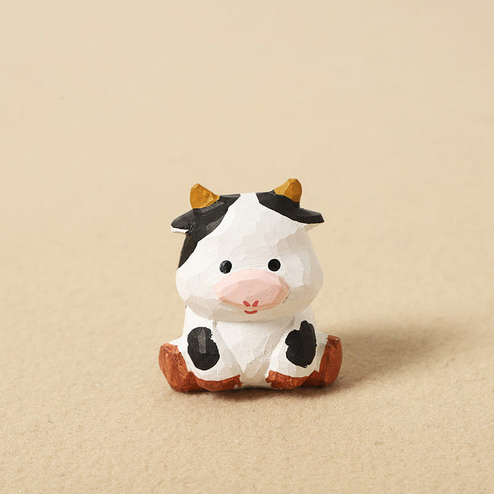 Buddha Stones Mini Small Chinese Zodiac Linden Wood Engraved Positive Home Decoration 4cm - Ox 4cm(Color Shape and Size May vary) - image 6