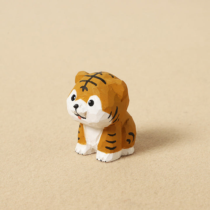 Buddha Stones Mini Small Chinese Zodiac Linden Wood Engraved Positive Home Decoration 4cm - Tiger 4cm(Color Shape and Size May vary) - image 7