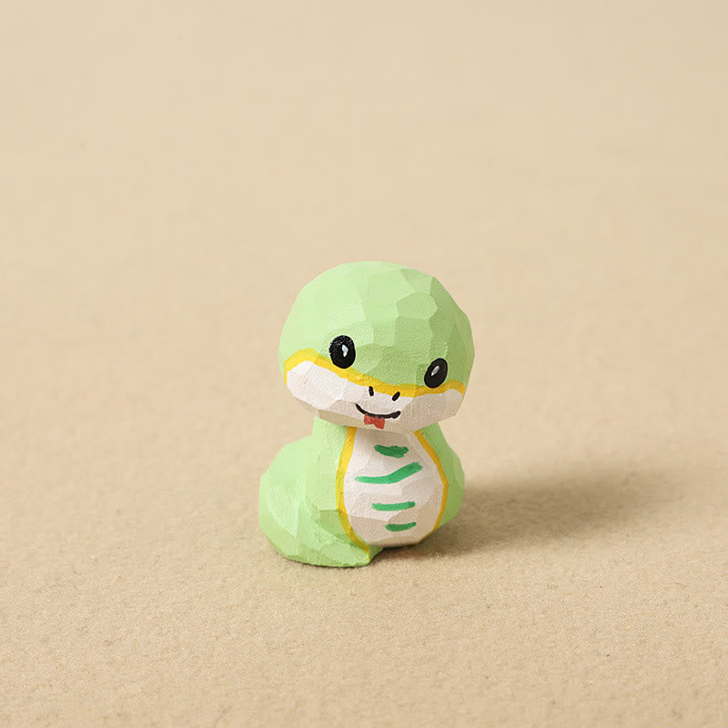 Buddha Stones Mini Small Chinese Zodiac Linden Wood Engraved Positive Home Decoration 4cm - Snake 4cm(Color Shape and Size May vary) - image 10