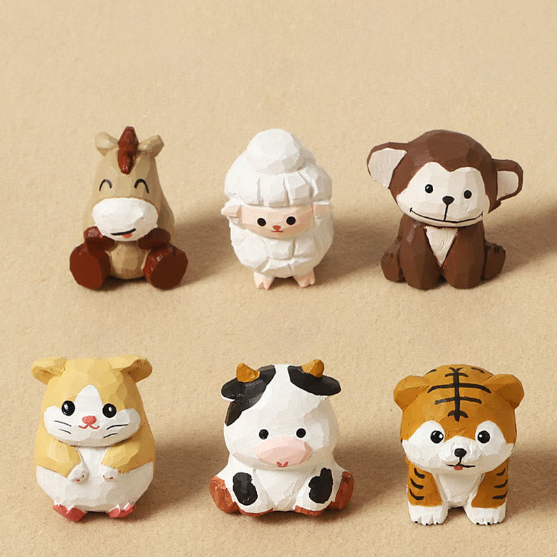 Buddha Stones Mini Small Chinese Zodiac Linden Wood Engraved Positive Home Decoration 4cm - image 0